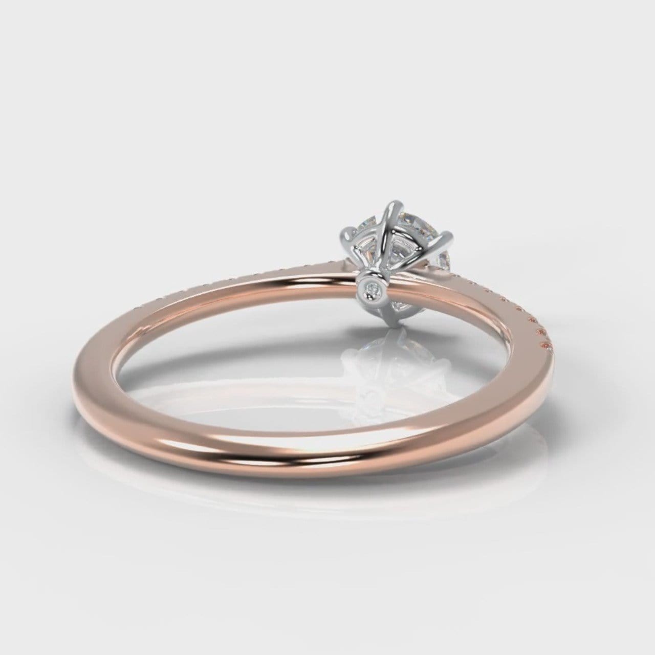 Star Petite Micropavé Round Brilliant Cut Diamond Engagement Ring - Rose Gold