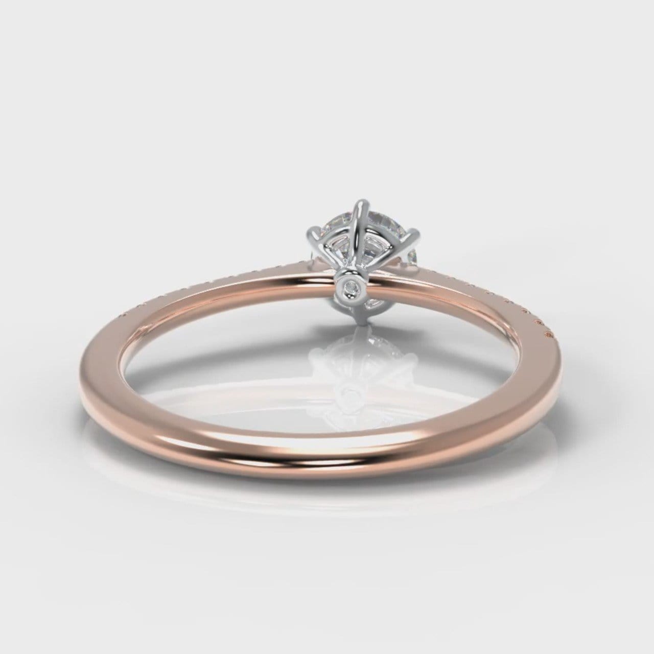 Star Petite Micropavé Round Brilliant Cut Diamond Engagement Ring - Rose Gold