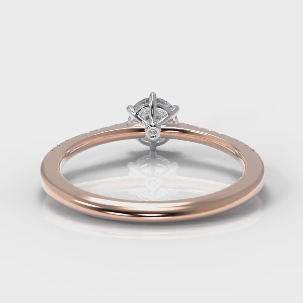 Star Petite Micropavé Round Brilliant Cut Diamond Engagement Ring - Rose Gold