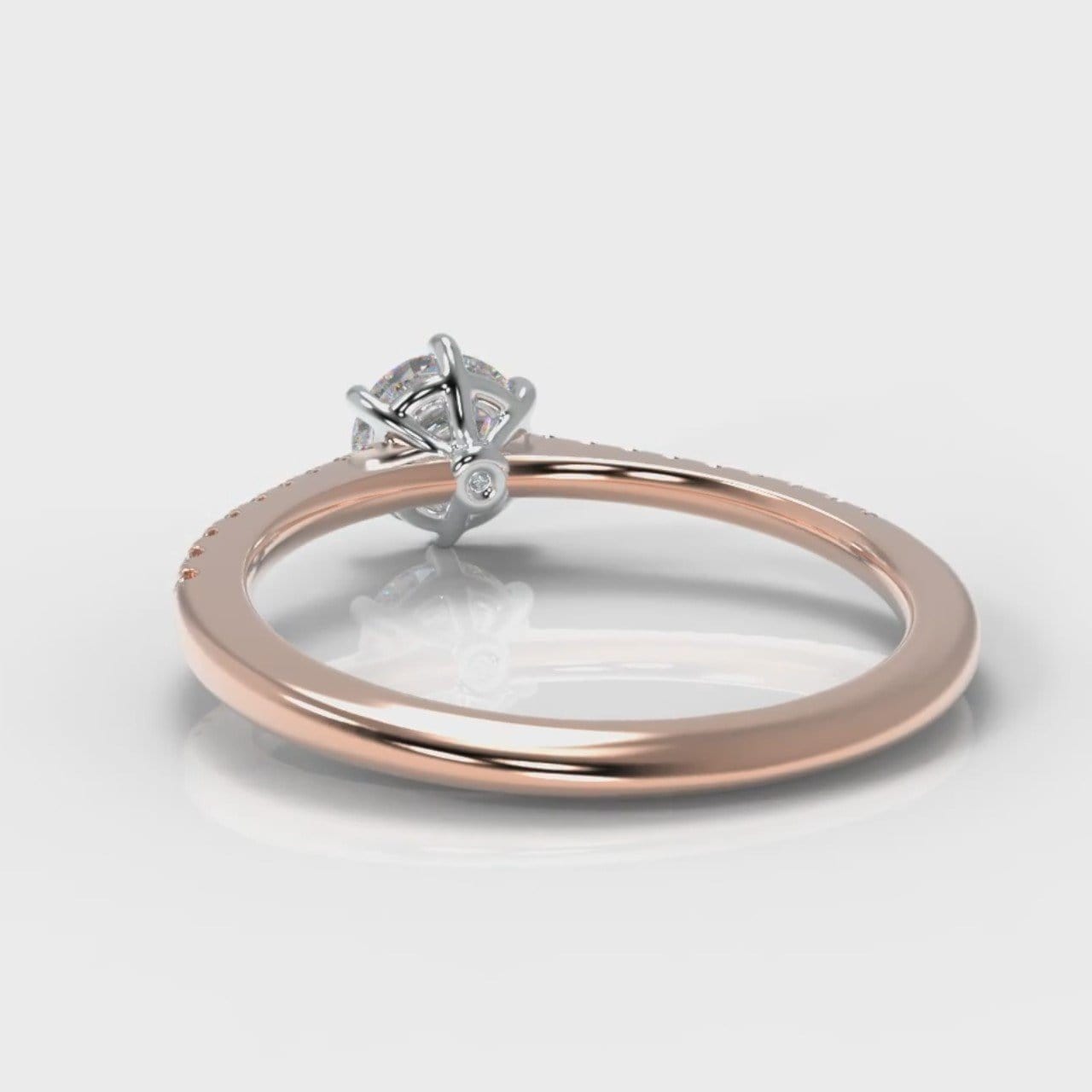 Star Petite Micropavé Round Brilliant Cut Diamond Engagement Ring - Rose Gold