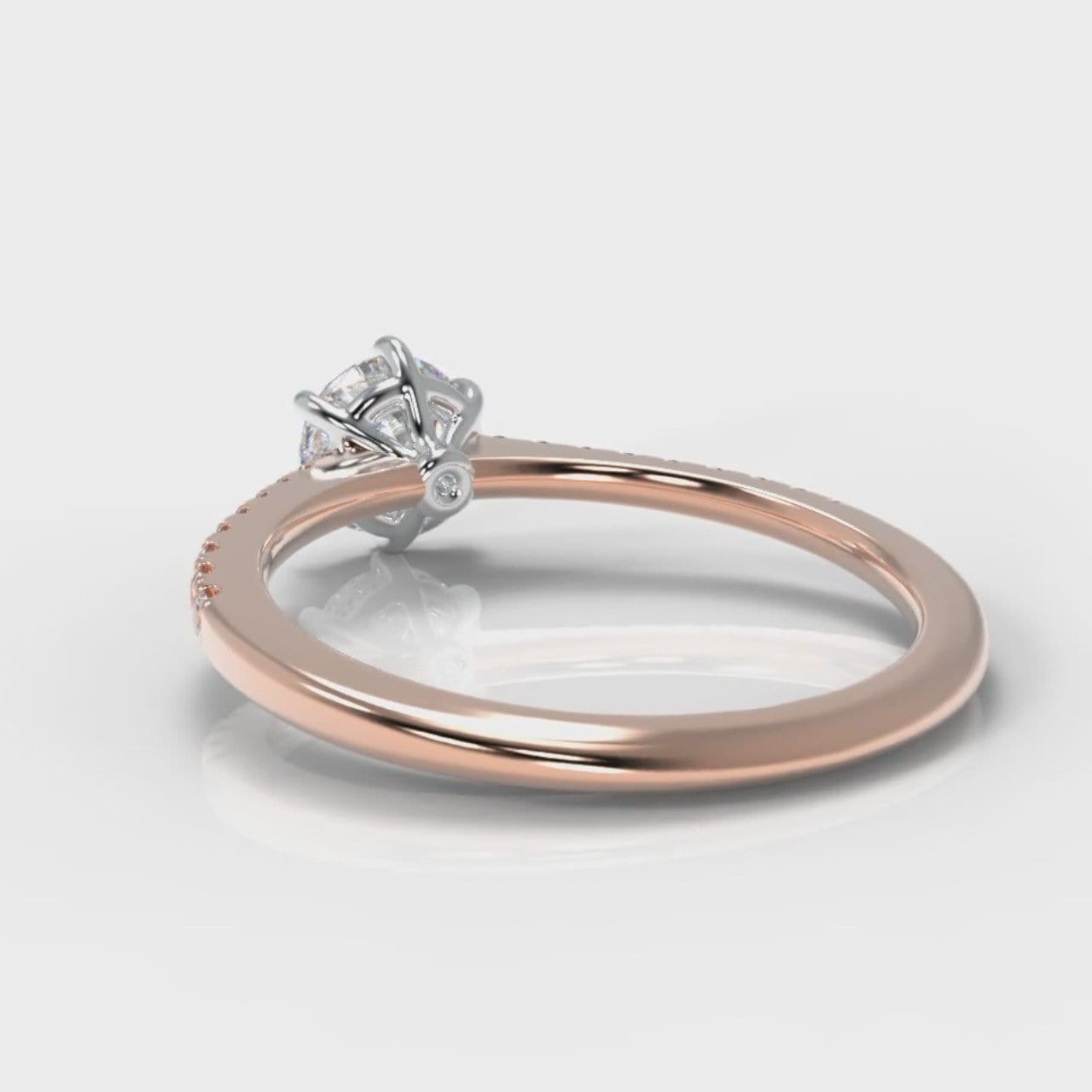 Star Petite Micropavé Round Brilliant Cut Diamond Engagement Ring - Rose Gold