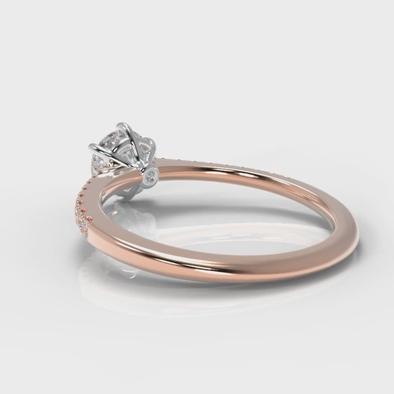 Star Petite Micropavé Round Brilliant Cut Diamond Engagement Ring - Rose Gold