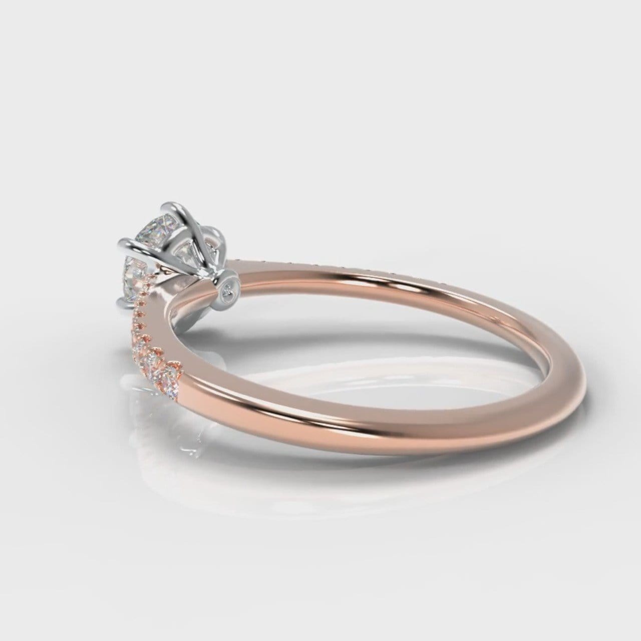 Star Petite Micropavé Round Brilliant Cut Diamond Engagement Ring - Rose Gold