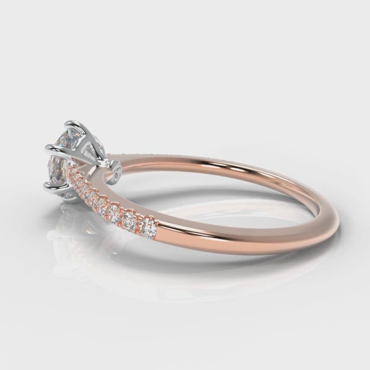 Star Petite Micropavé Round Brilliant Cut Diamond Engagement Ring - Rose Gold
