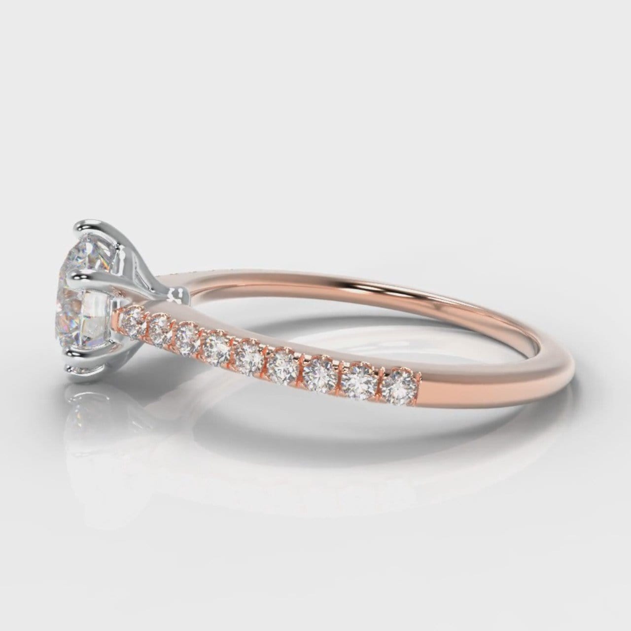 Star Petite Micropavé Round Brilliant Cut Diamond Engagement Ring - Rose Gold