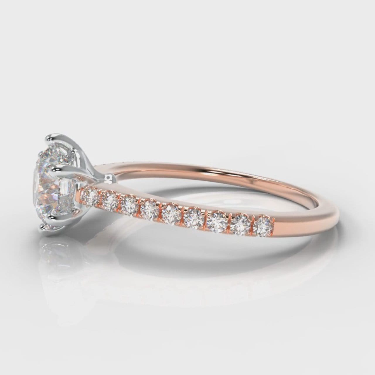 Star Petite Micropavé Round Brilliant Cut Diamond Engagement Ring - Rose Gold
