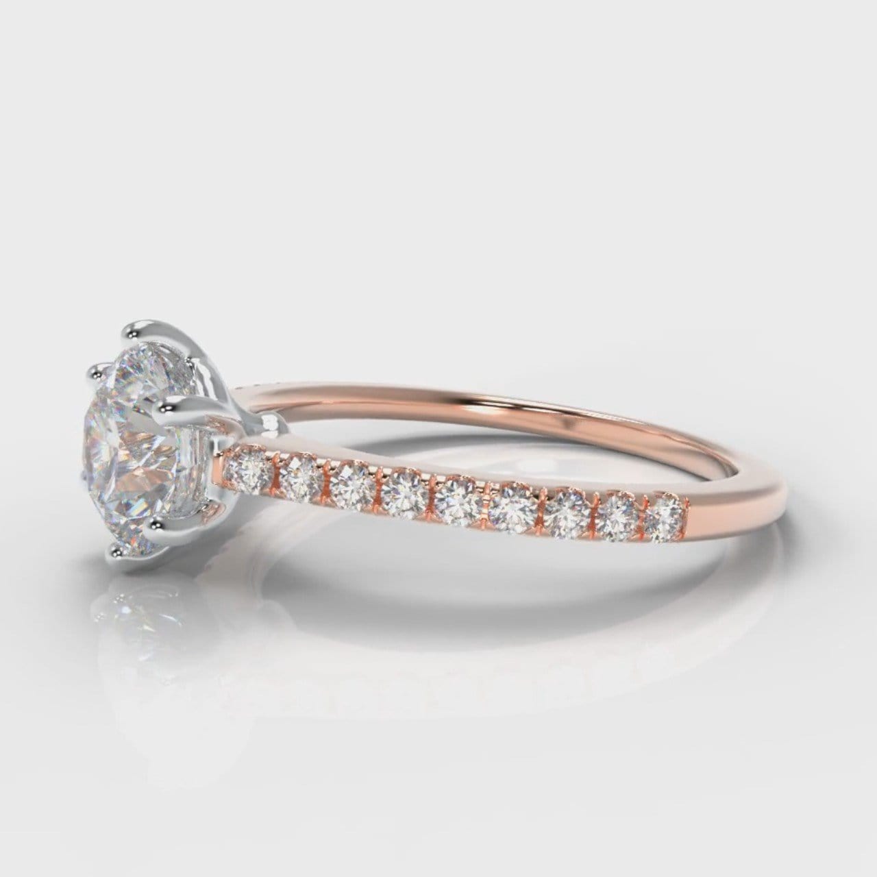 Star Petite Micropavé Round Brilliant Cut Diamond Engagement Ring - Rose Gold