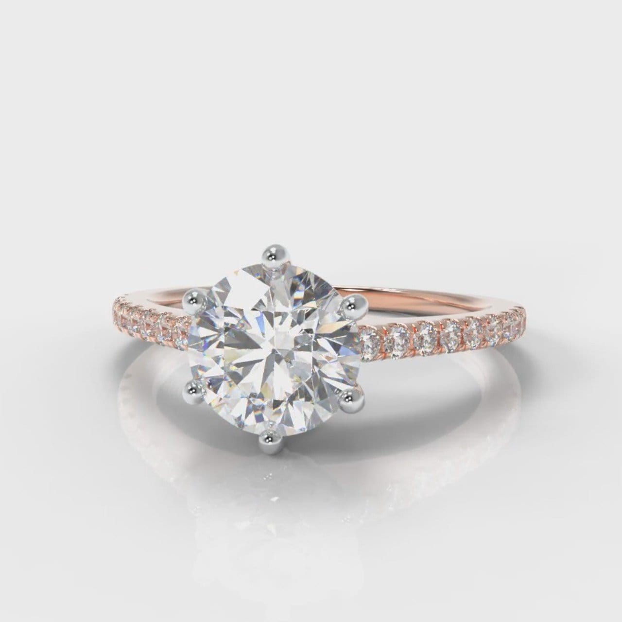 Star Petite Micropavé Round Brilliant Cut Diamond Engagement Ring - Rose Gold