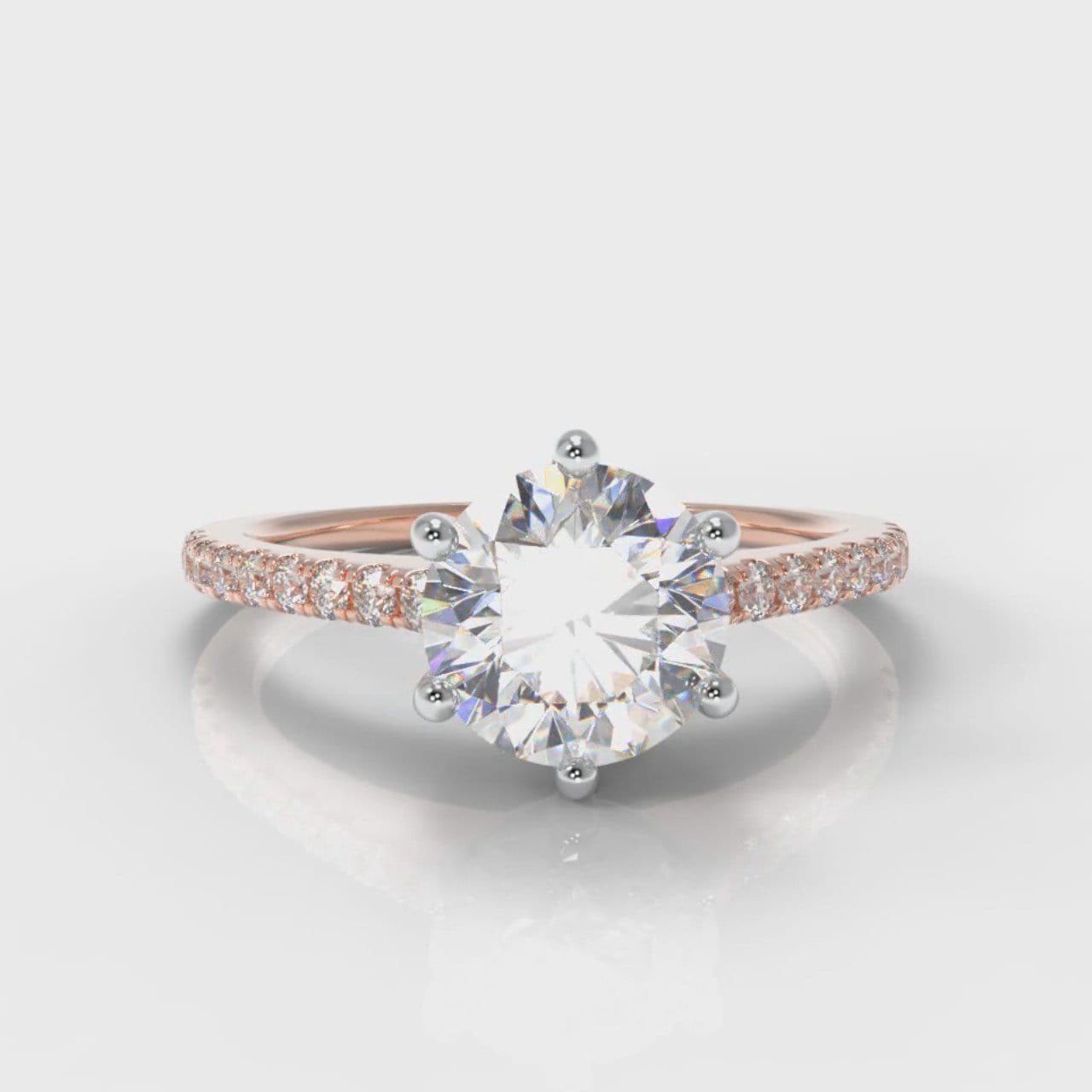 Star Petite Micropavé Round Brilliant Cut Diamond Engagement Ring - Rose Gold