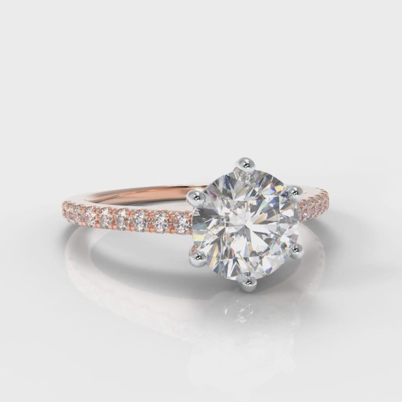 Star Petite Micropavé Round Brilliant Cut Diamond Engagement Ring - Rose Gold
