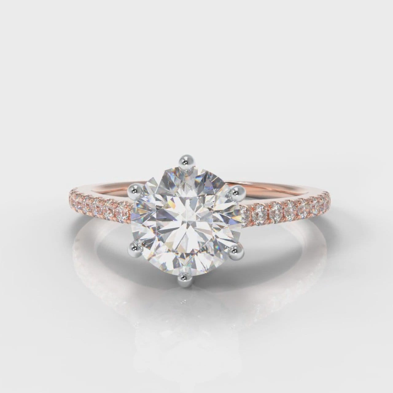 Star Petite Micropavé Round Brilliant Cut Diamond Engagement Ring - Rose Gold
