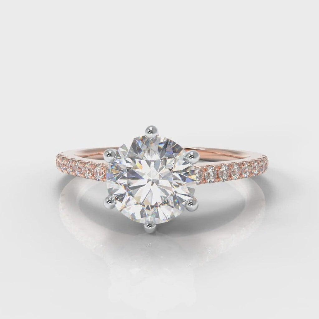 Star Petite Micropavé Round Brilliant Cut Diamond Engagement Ring - Rose Gold