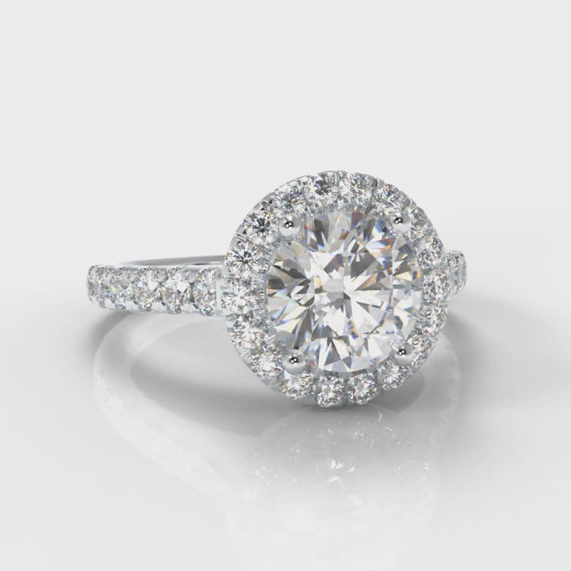 Micropavé Round Brilliant Cut Diamond Halo Engagement Ring