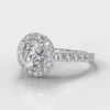Micropavé Round Brilliant Cut Diamond Halo Engagement Ring