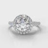 Micropavé Round Brilliant Cut Diamond Halo Engagement Ring