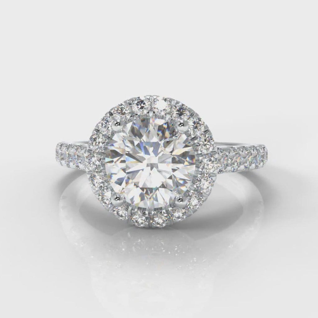 Micropavé Round Brilliant Cut Diamond Halo Engagement Ring