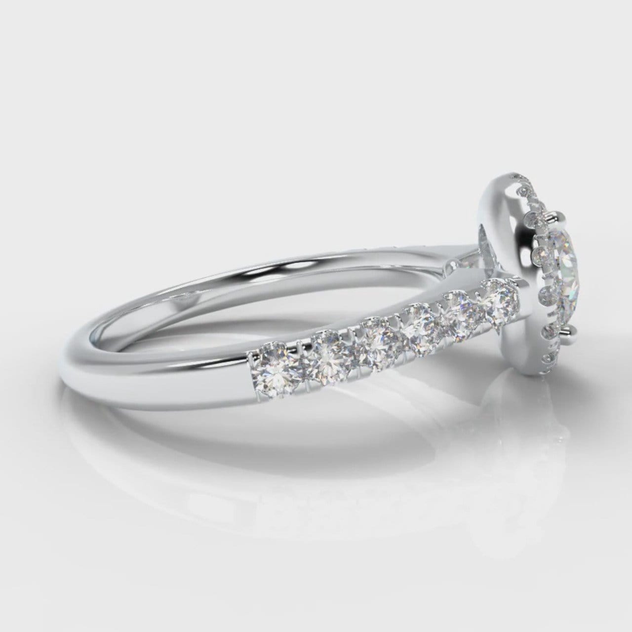 Micropavé Round Brilliant Cut Diamond Halo Engagement Ring