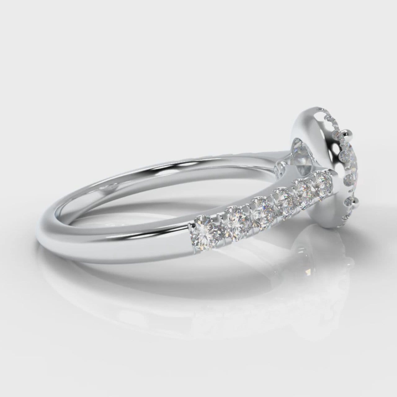 Micropavé Round Brilliant Cut Diamond Halo Engagement Ring