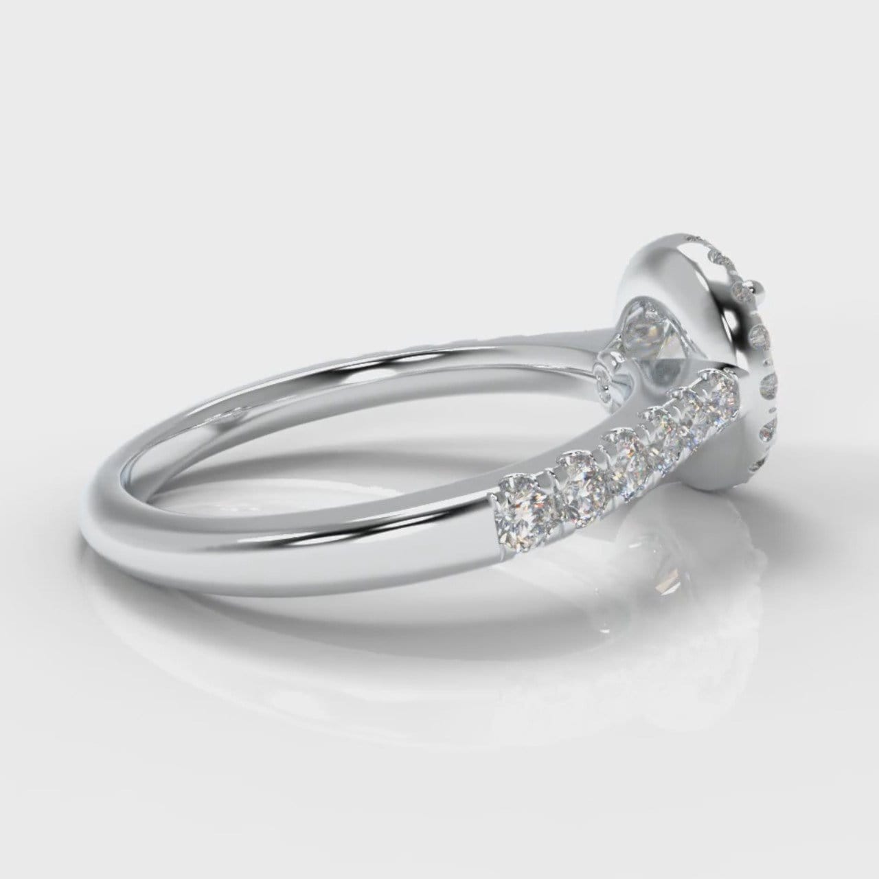 Micropavé Round Brilliant Cut Diamond Halo Engagement Ring