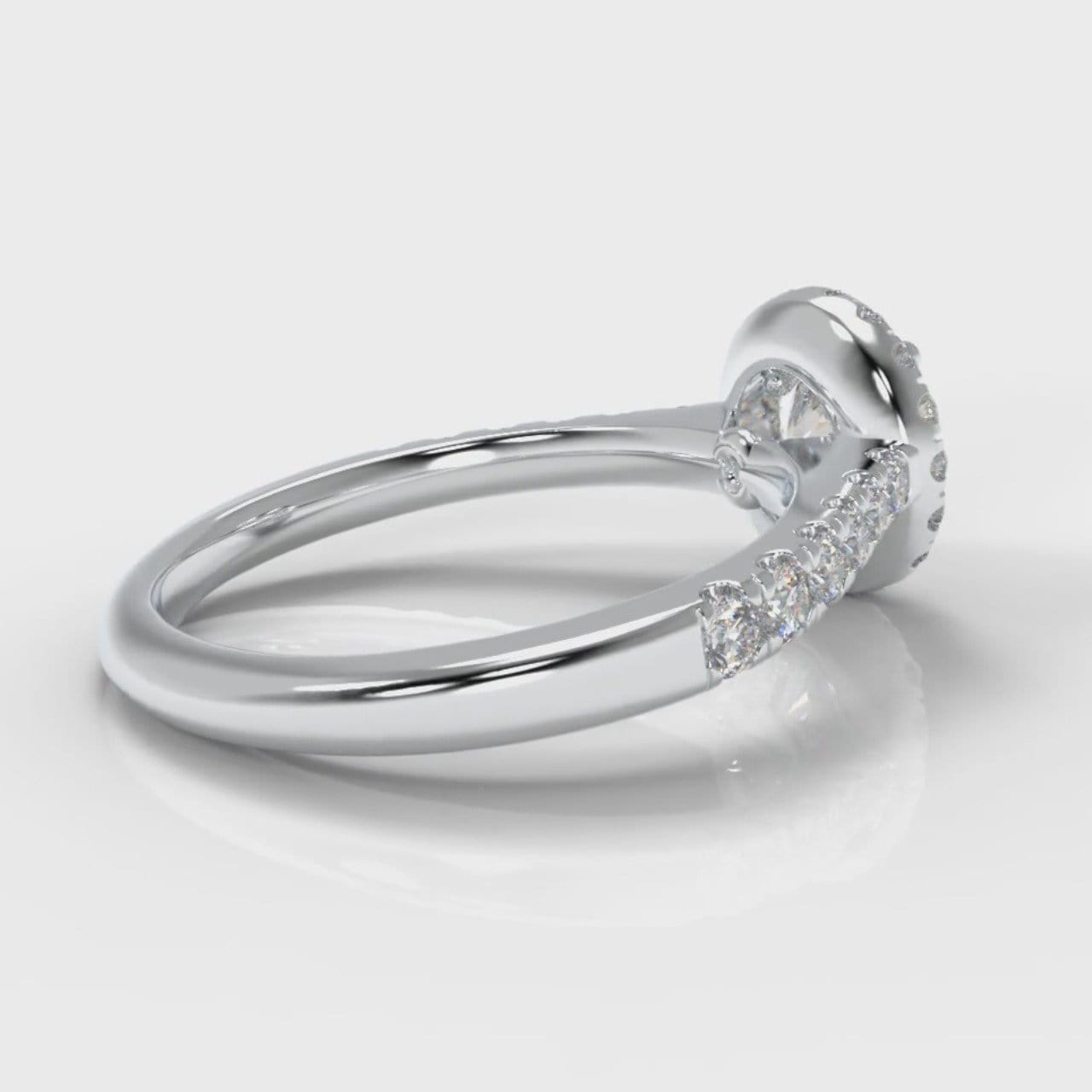 Micropavé Round Brilliant Cut Diamond Halo Engagement Ring