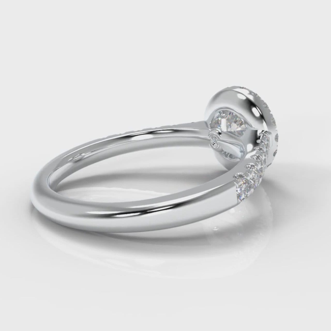 Micropavé Round Brilliant Cut Diamond Halo Engagement Ring