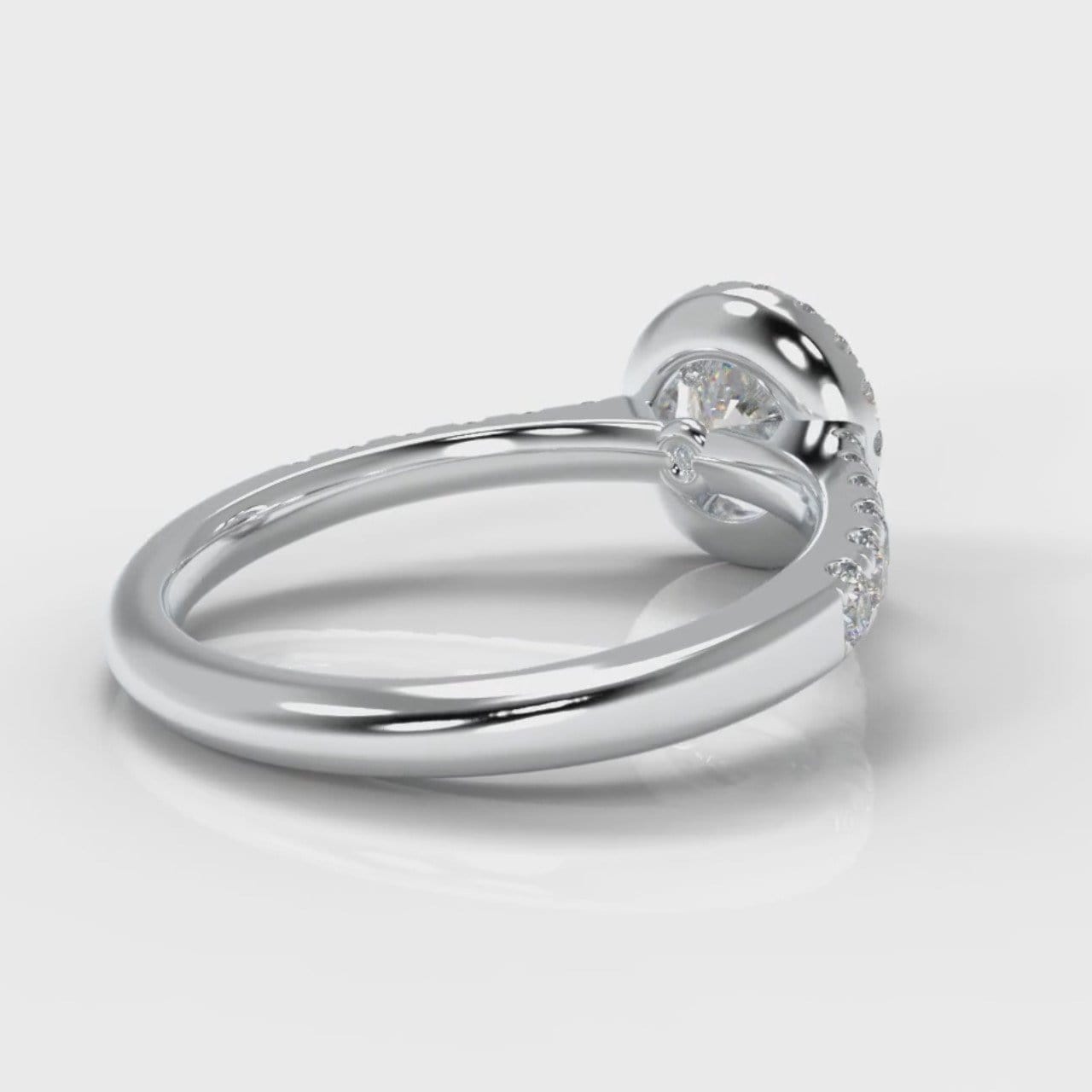 Micropavé Round Brilliant Cut Diamond Halo Engagement Ring