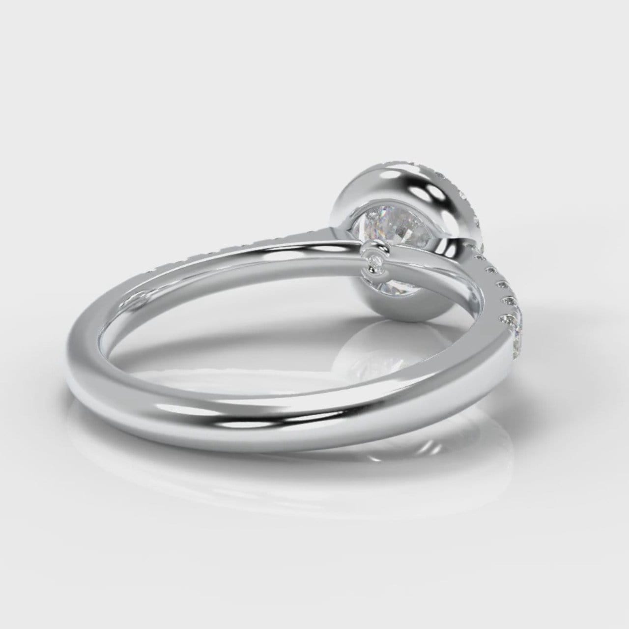 Micropavé Round Brilliant Cut Diamond Halo Engagement Ring