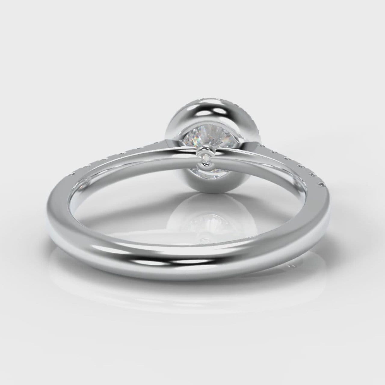 Micropavé Round Brilliant Cut Diamond Halo Engagement Ring