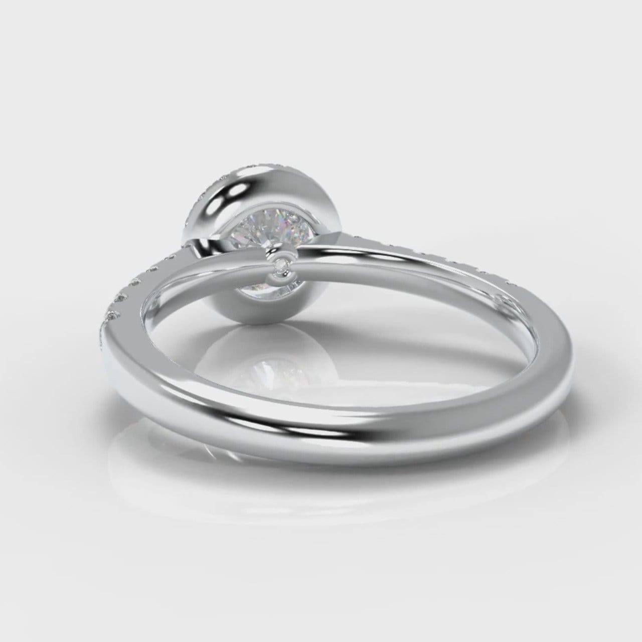 Micropavé Round Brilliant Cut Diamond Halo Engagement Ring