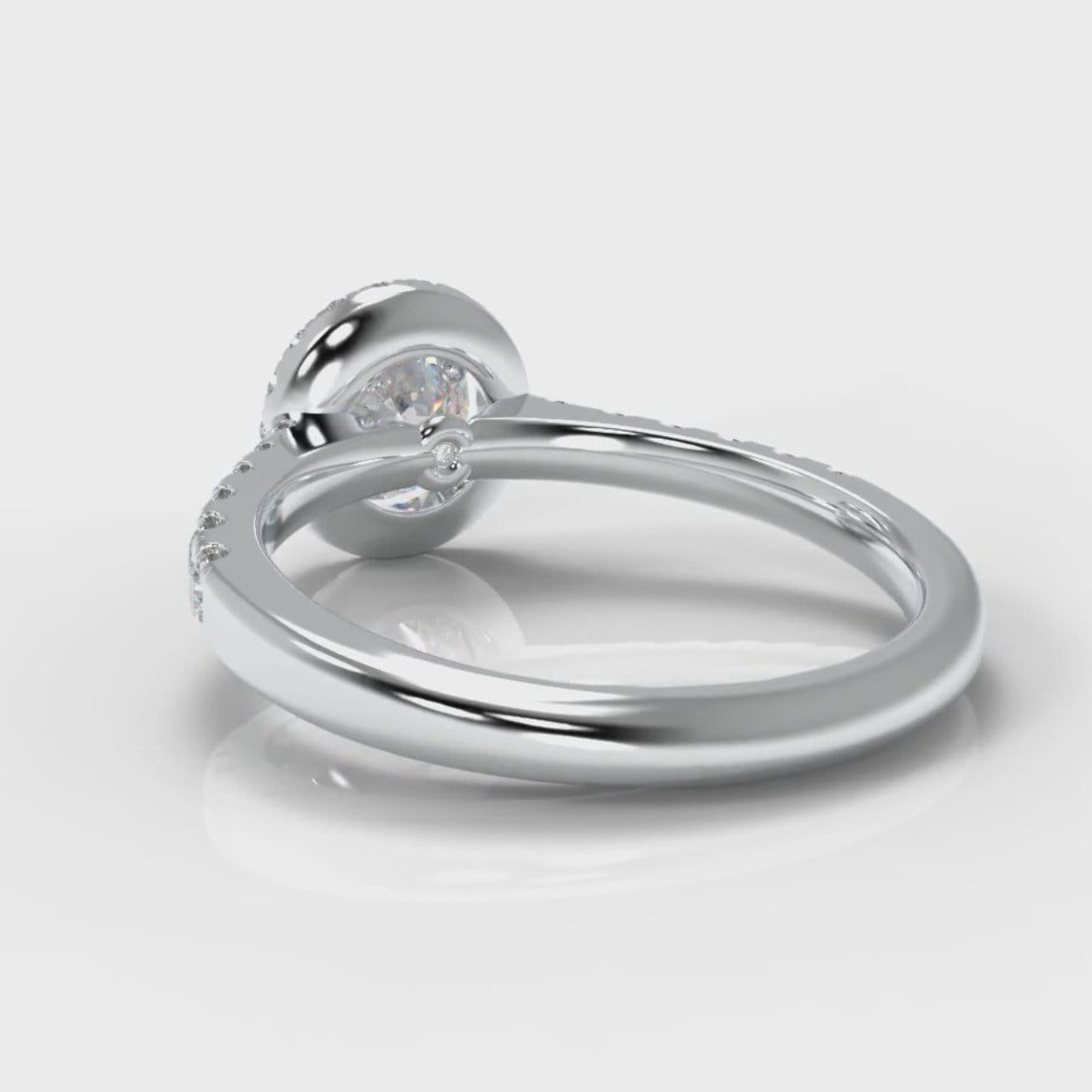 Micropavé Round Brilliant Cut Diamond Halo Engagement Ring