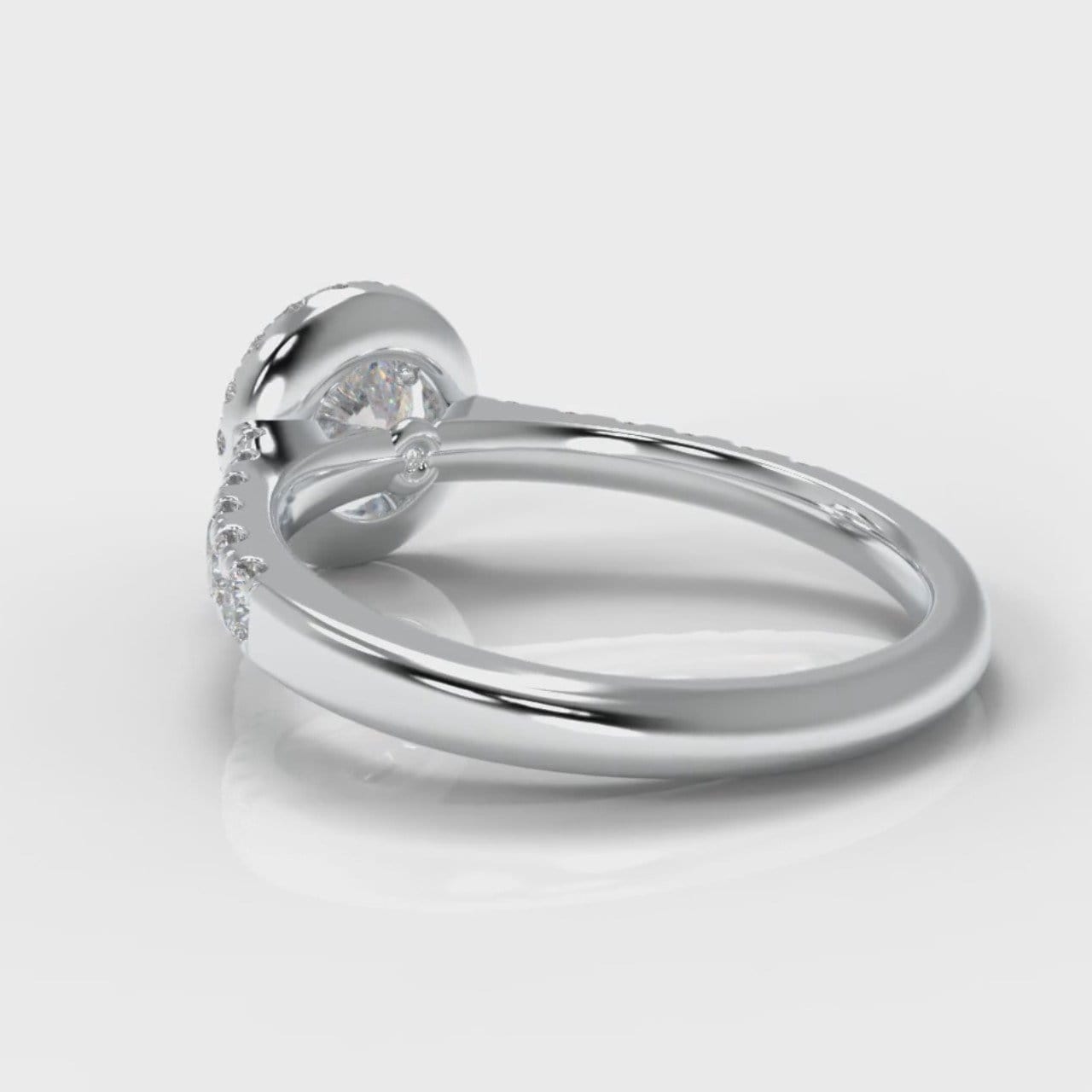 Micropavé Round Brilliant Cut Diamond Halo Engagement Ring