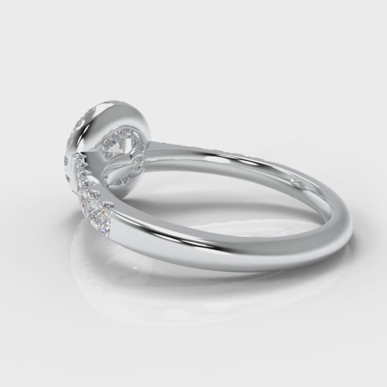 Micropavé Round Brilliant Cut Diamond Halo Engagement Ring