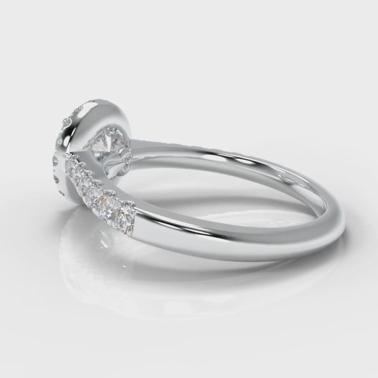 Micropavé Round Brilliant Cut Diamond Halo Engagement Ring
