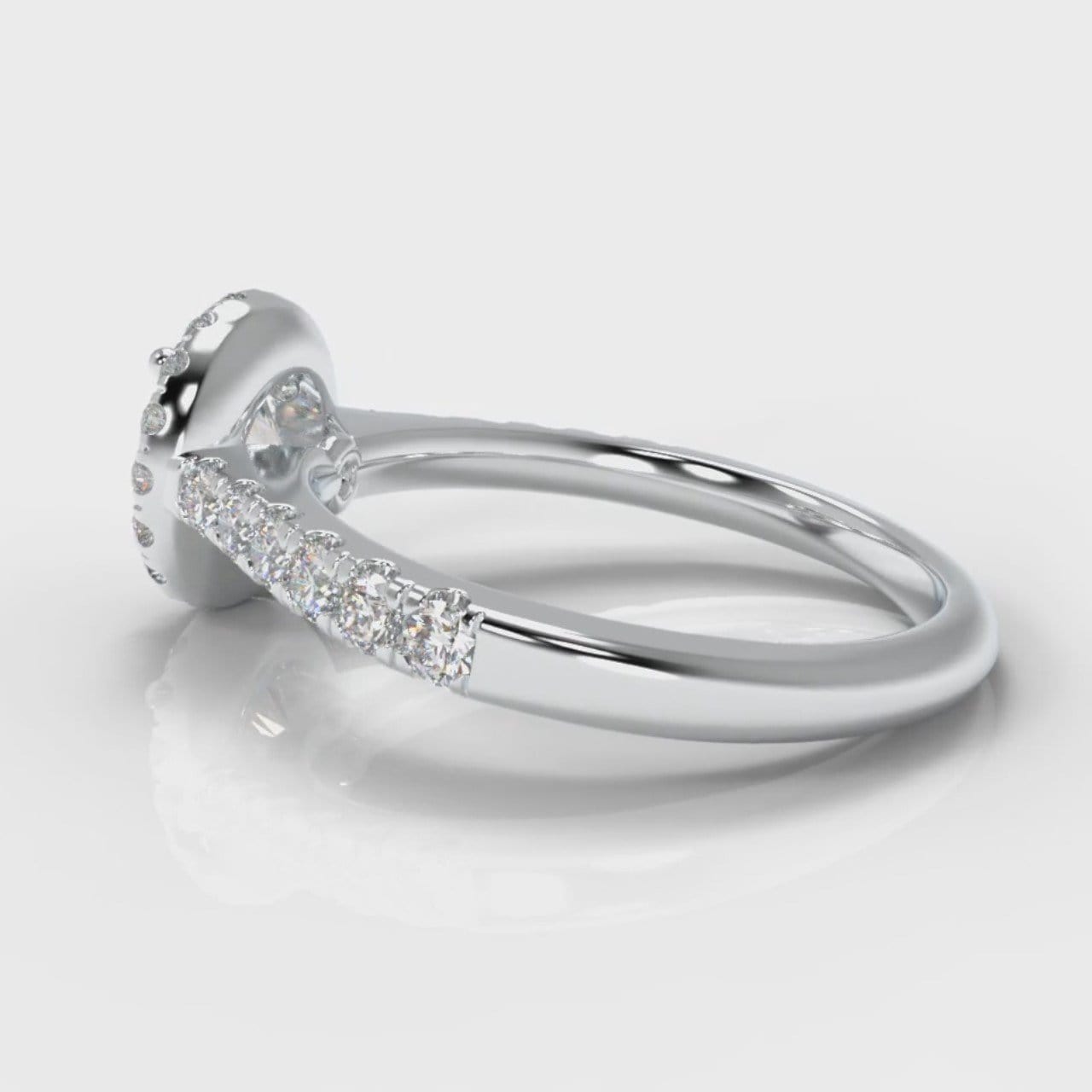Micropavé Round Brilliant Cut Diamond Halo Engagement Ring