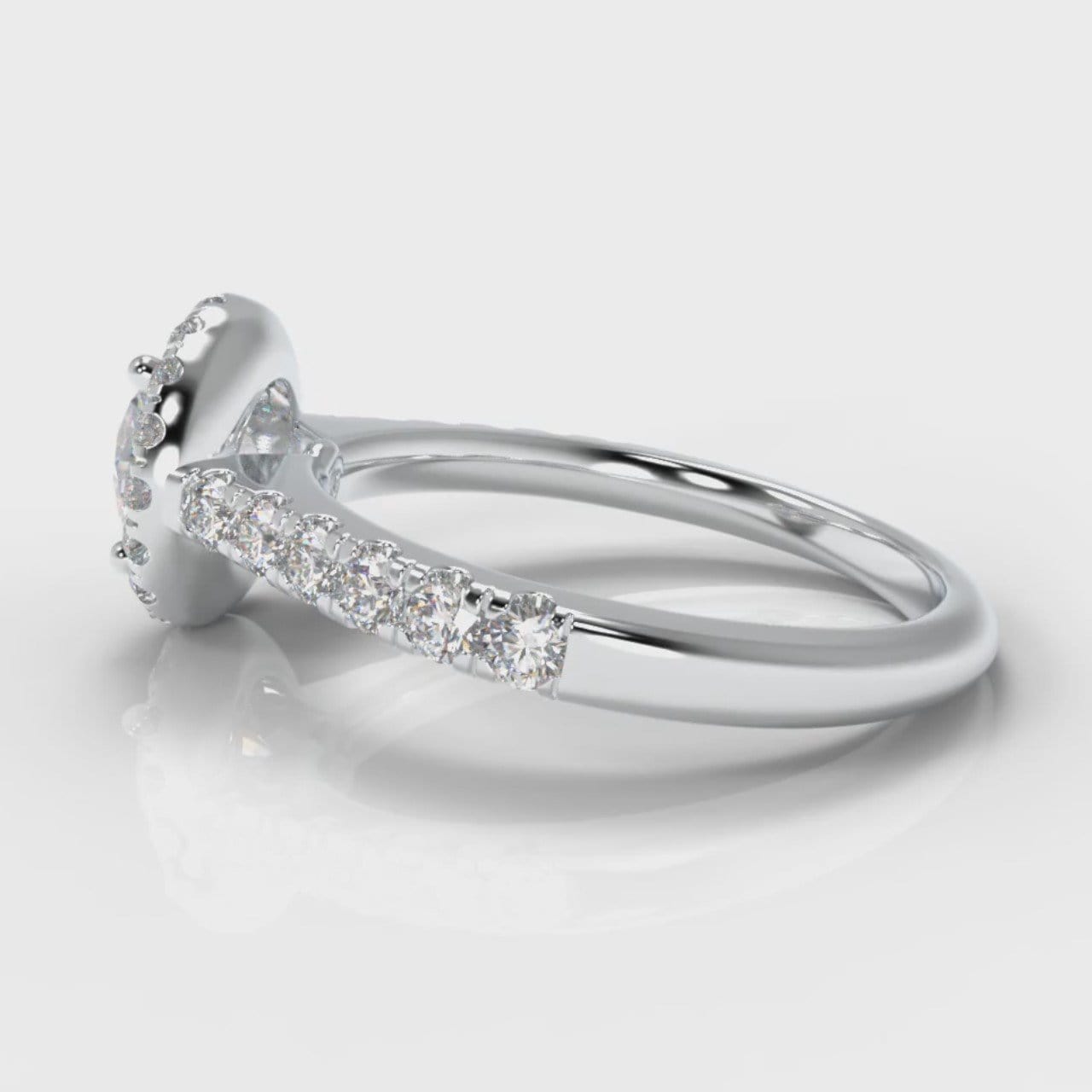 Micropavé Round Brilliant Cut Diamond Halo Engagement Ring
