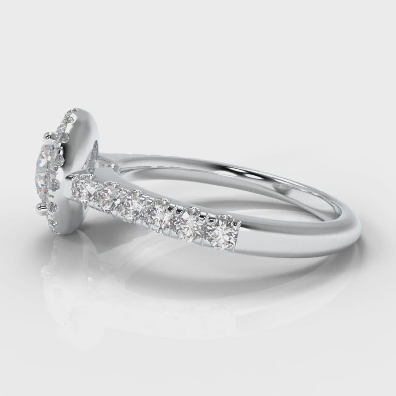 Micropavé Round Brilliant Cut Diamond Halo Engagement Ring
