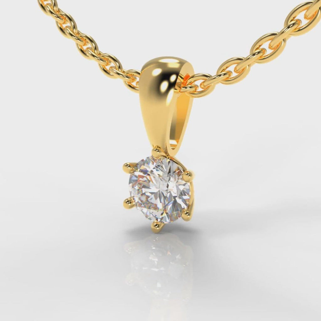 Six Claw Diamond Pendant (Lab Grown Diamond) - Yellow Gold