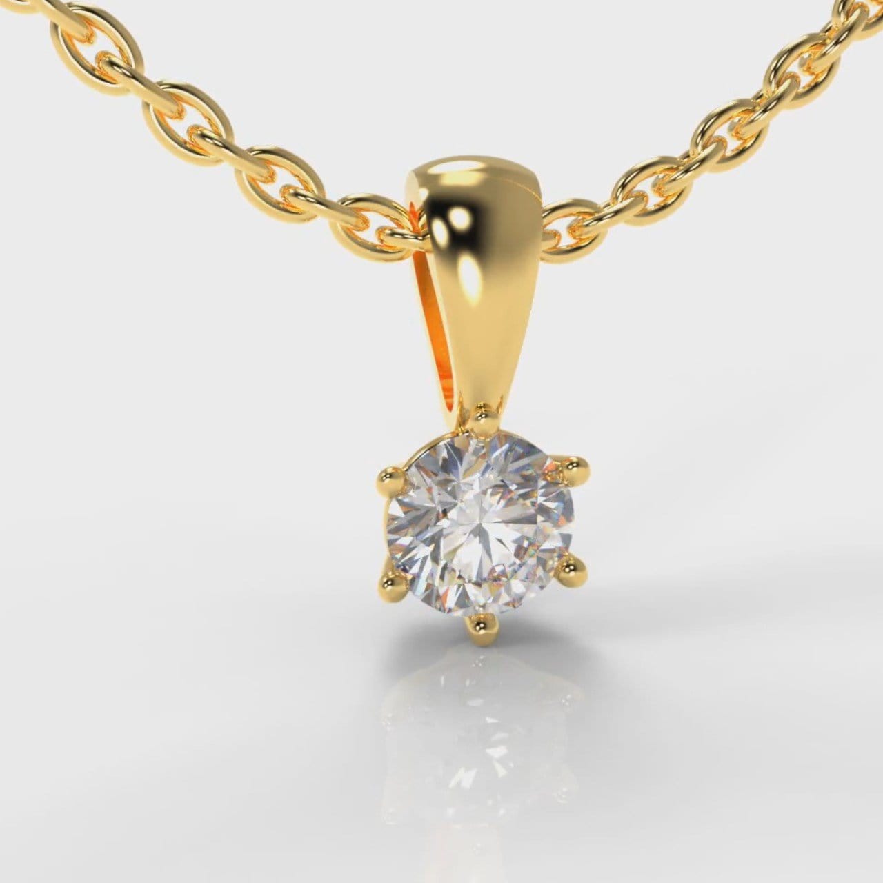 Six Claw Diamond Pendant (Lab Grown Diamond) - Yellow Gold