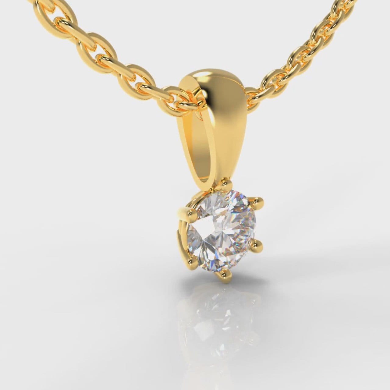 Six Claw Diamond Pendant (Lab Grown Diamond) - Yellow Gold