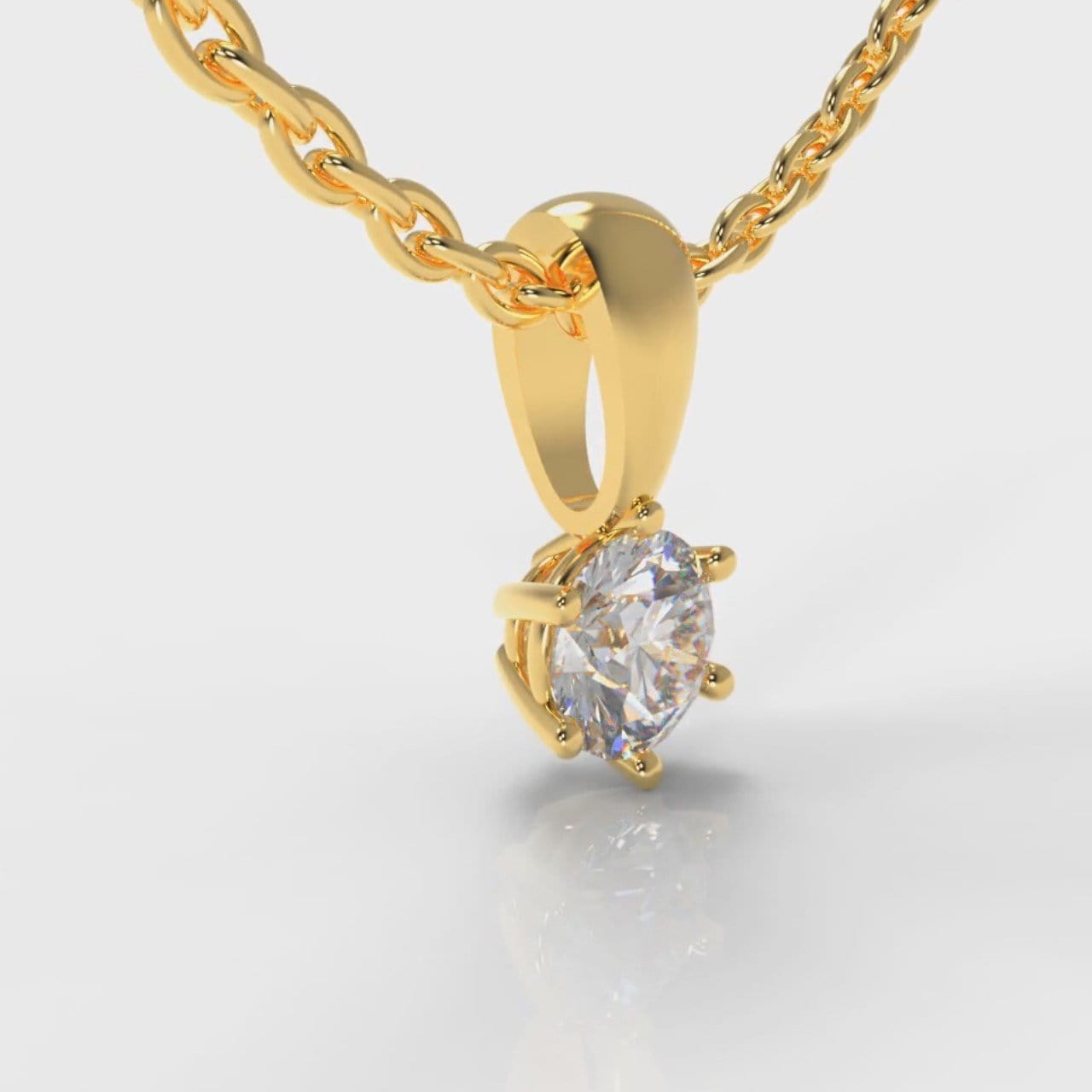 Six Claw Diamond Pendant (Lab Grown Diamond) - Yellow Gold