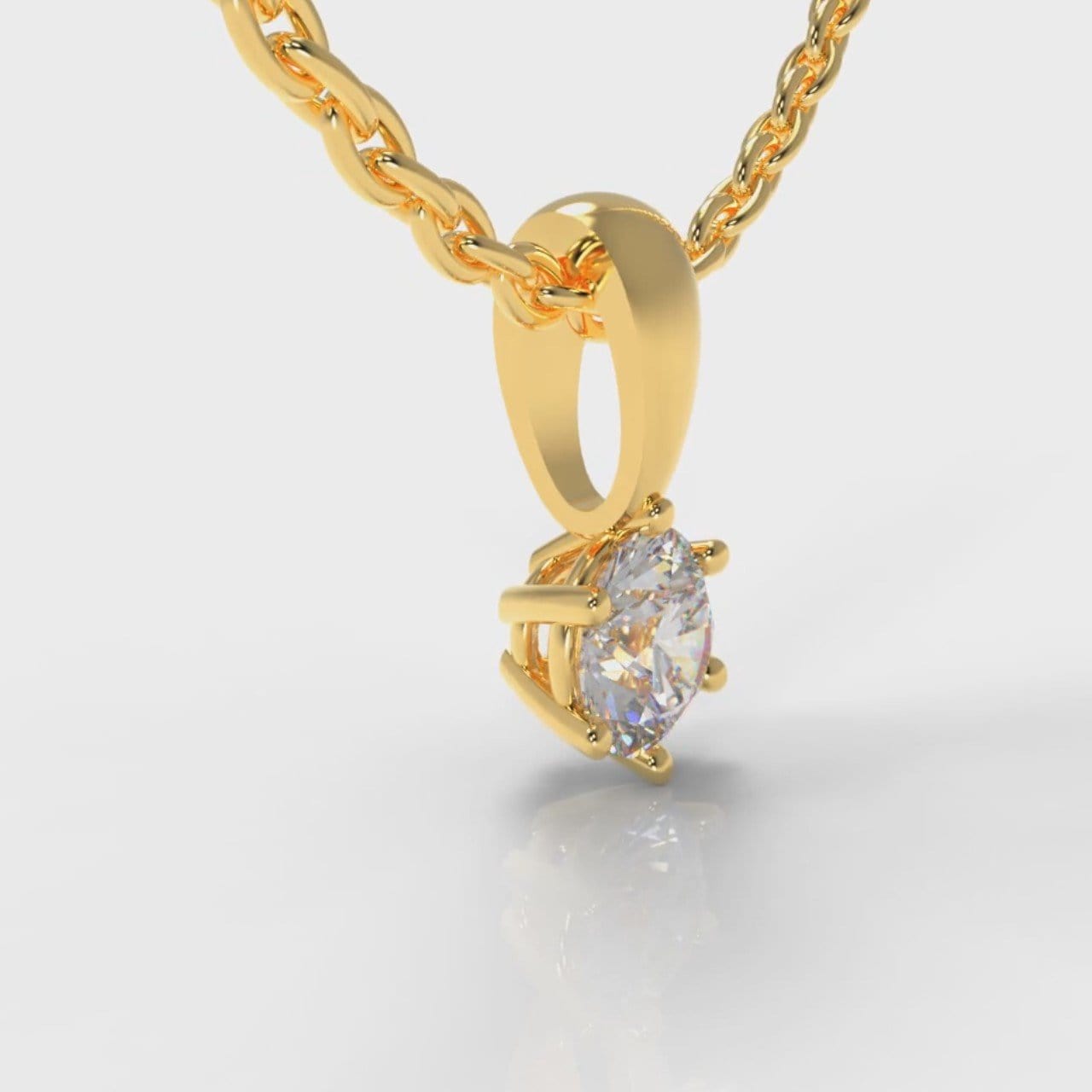 Six Claw Diamond Pendant (Lab Grown Diamond) - Yellow Gold