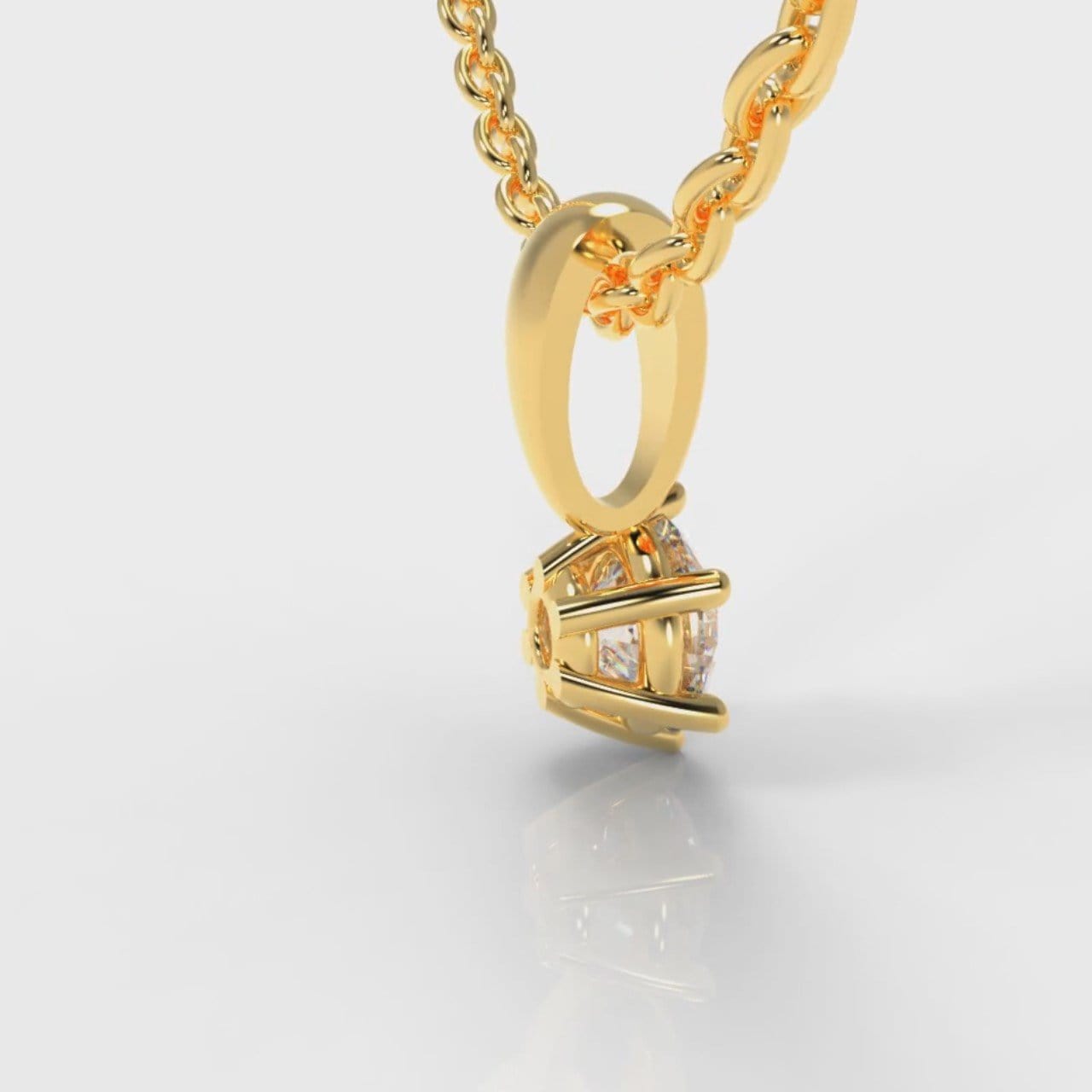 Six Claw Diamond Pendant (Lab Grown Diamond) - Yellow Gold