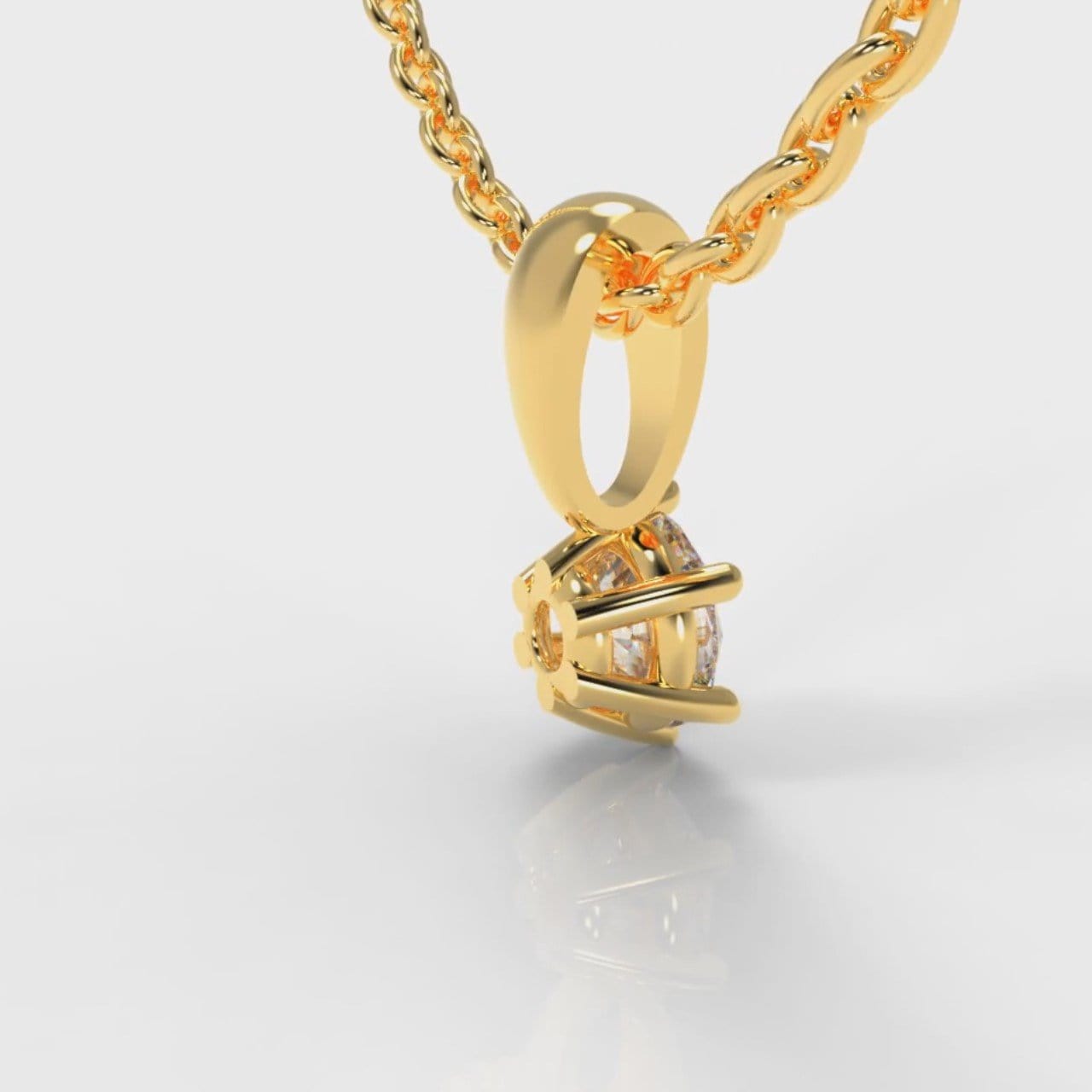 Six Claw Diamond Pendant (Lab Grown Diamond) - Yellow Gold