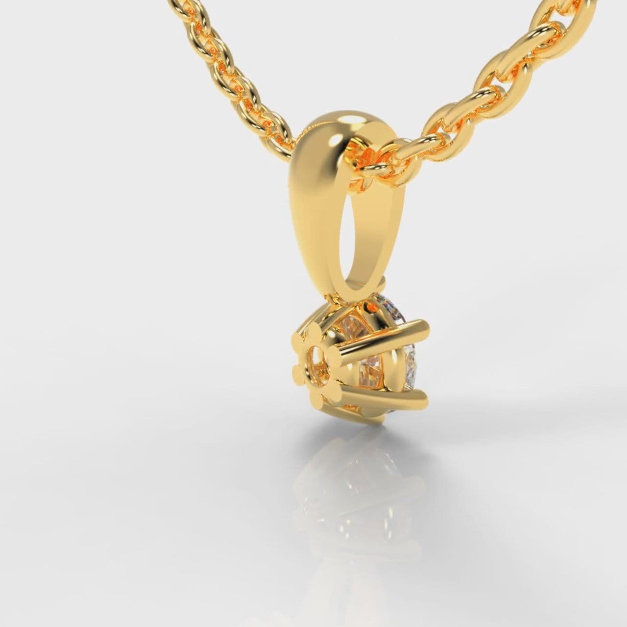 Six Claw Diamond Pendant (Lab Grown Diamond) - Yellow Gold