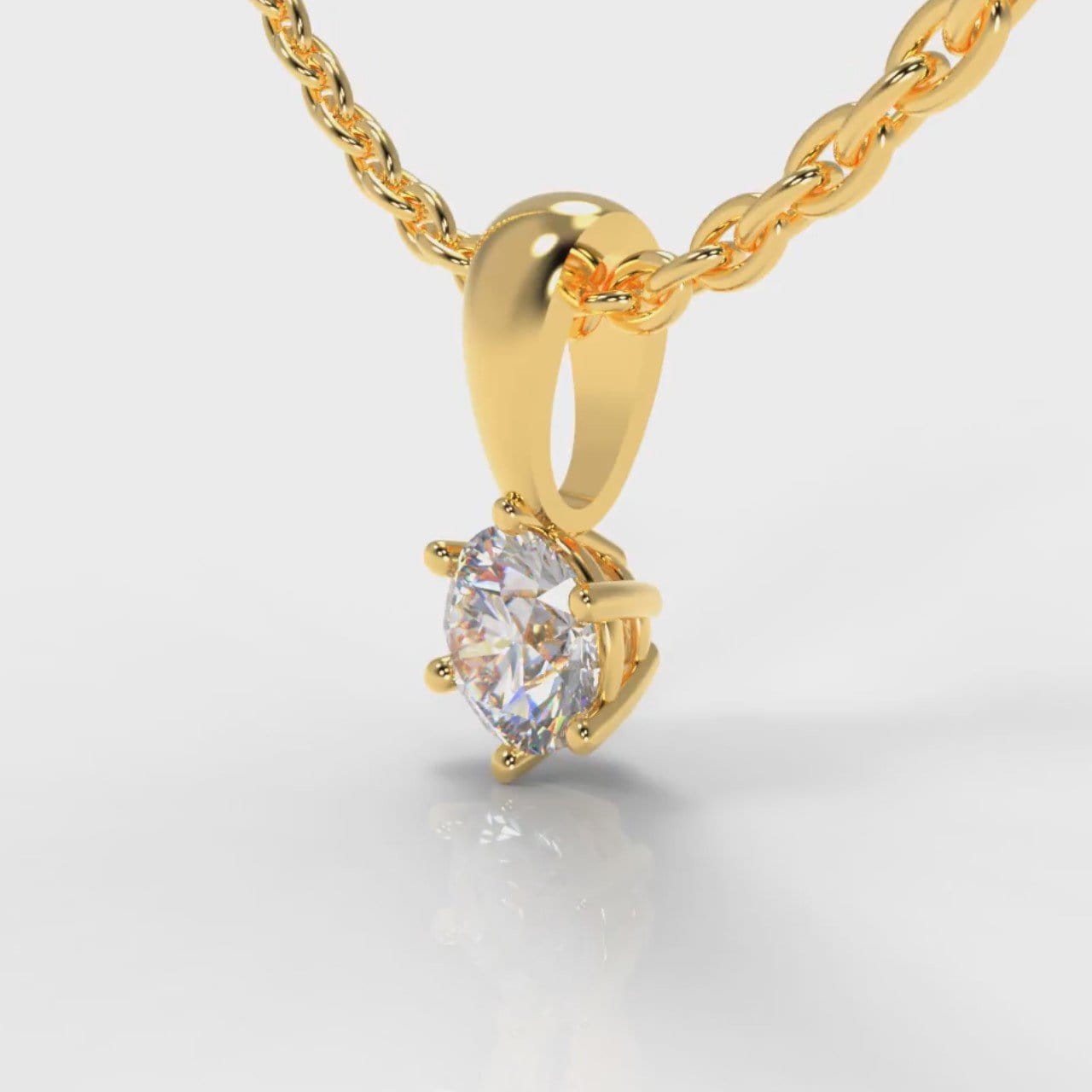 Six Claw Diamond Pendant (Lab Grown Diamond) - Yellow Gold