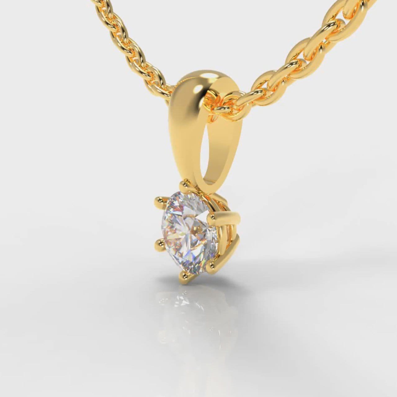 Six Claw Diamond Pendant (GIA Certified) - Yellow Gold