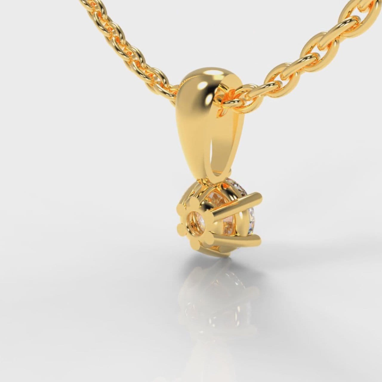 Six Claw Diamond Pendant (Lab Grown Diamond) - Yellow Gold