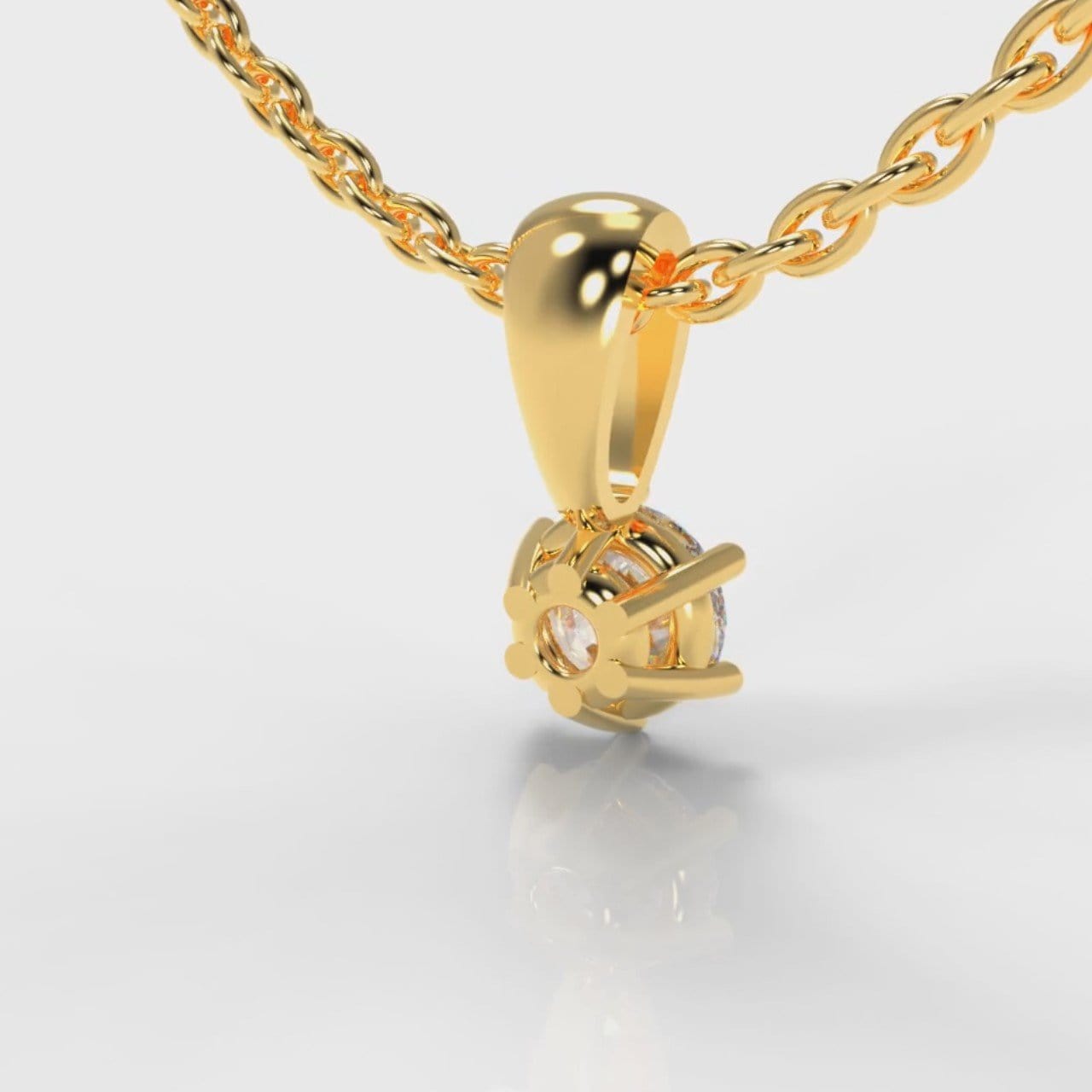 Six Claw Diamond Pendant (Lab Grown Diamond) - Yellow Gold