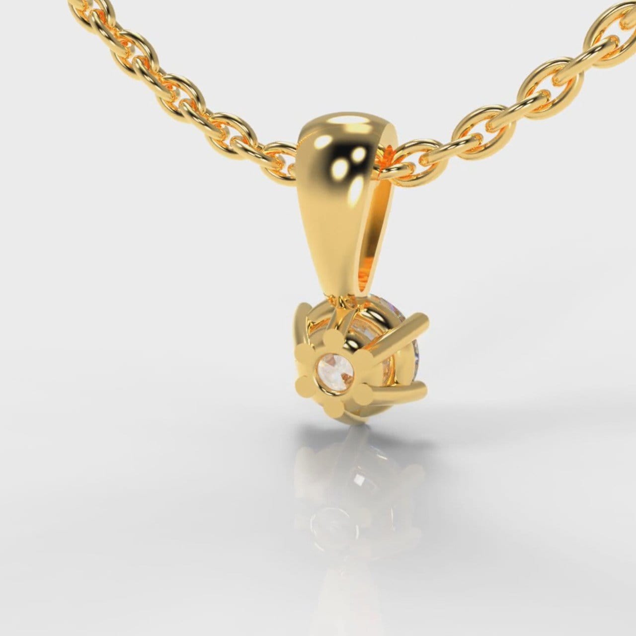 Six Claw Diamond Pendant (Lab Grown Diamond) - Yellow Gold