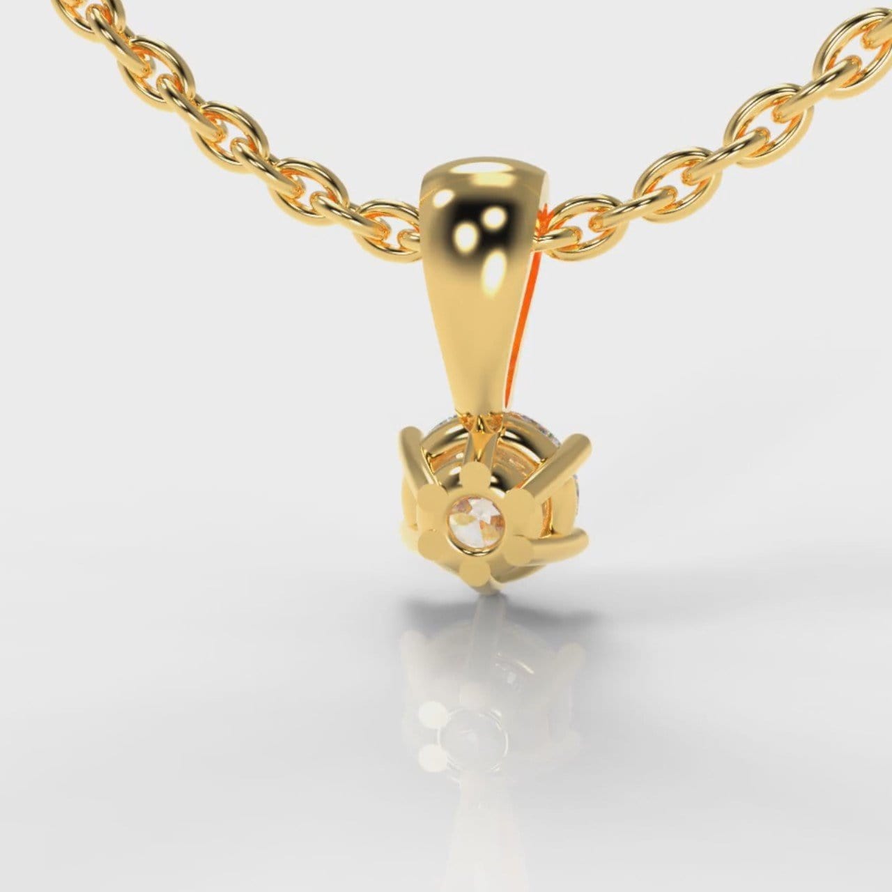 Six Claw Diamond Pendant (Lab Grown Diamond) - Yellow Gold